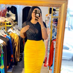 LUXURY RUFFLED CURVE CLINGING SKIRT