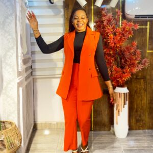 ZARA ORANGE SLEEVLESS BLAZER SET
