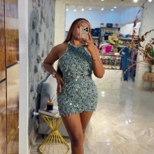 NEW YEAR FUR SEQUINE DRESS