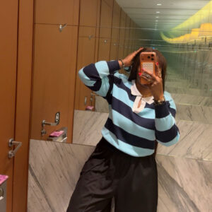 MAYVE 2-TONE SWEAT TOP